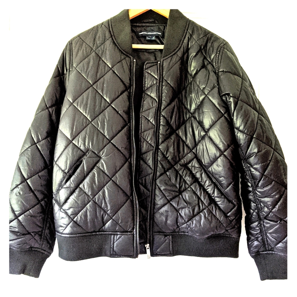 French Connection black quilted puffer jckt sz L